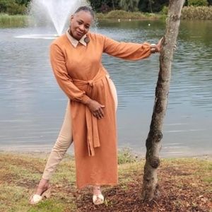 Light brown knitted long dress/blouse